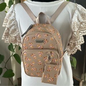 Madden Girl Teddy Bear Mini Backpack + Coin Purse Tan Travel Bag Kidcore Y2K NWT